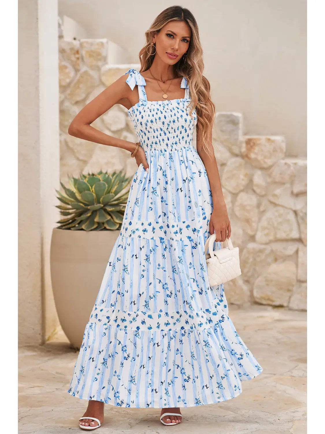 skye maxi dress Tie Shoulder Prom and Evening Gown casual dinners A-Line Scoop Sleeveless Knee-Length Color:Sunkiss Orange