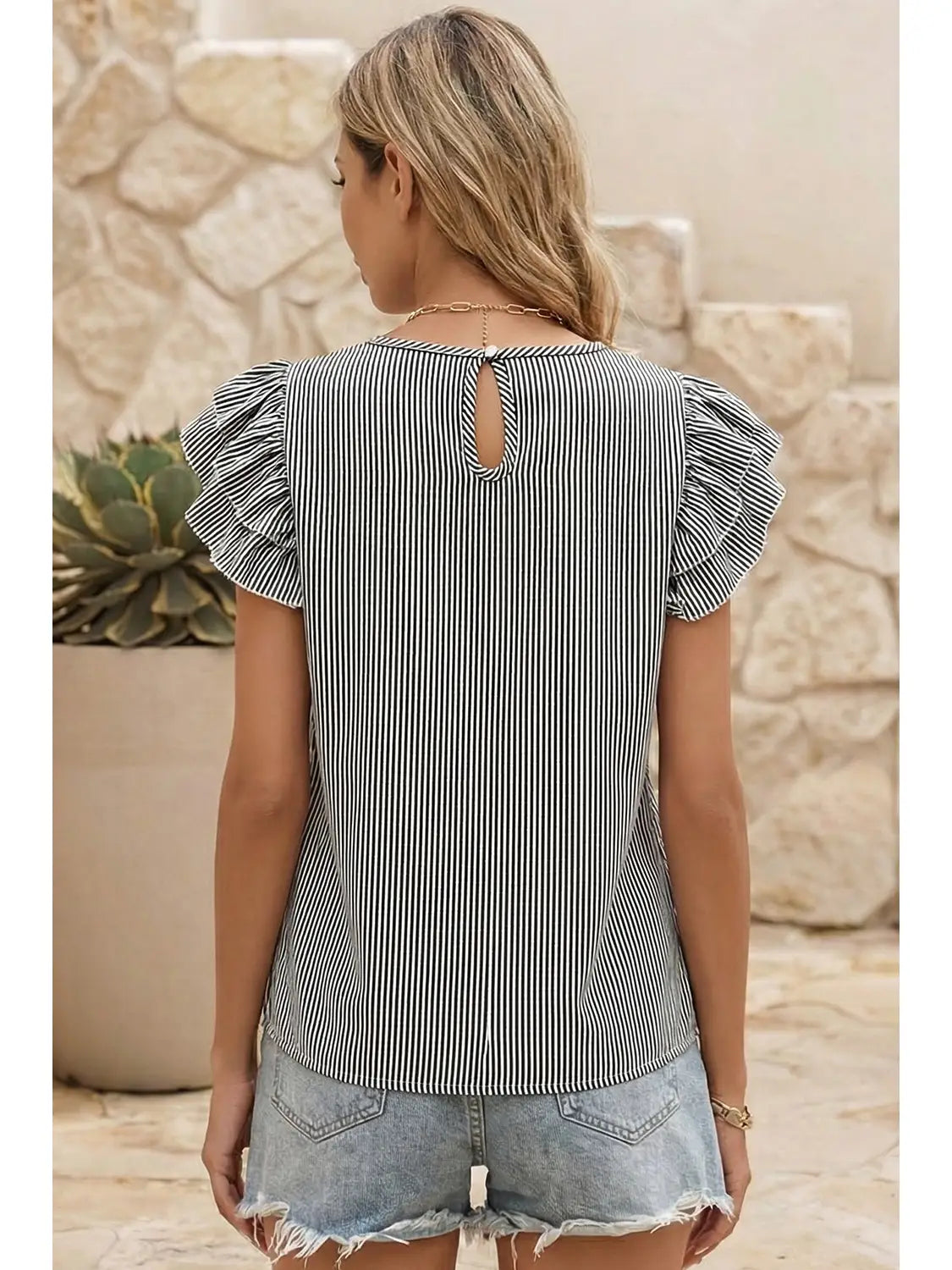 Striped Ruffled Blouse