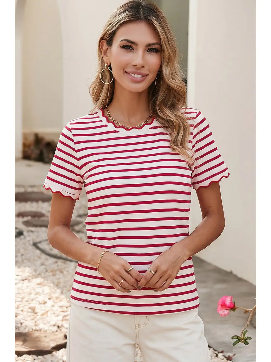 Scarlet Striped Tee
