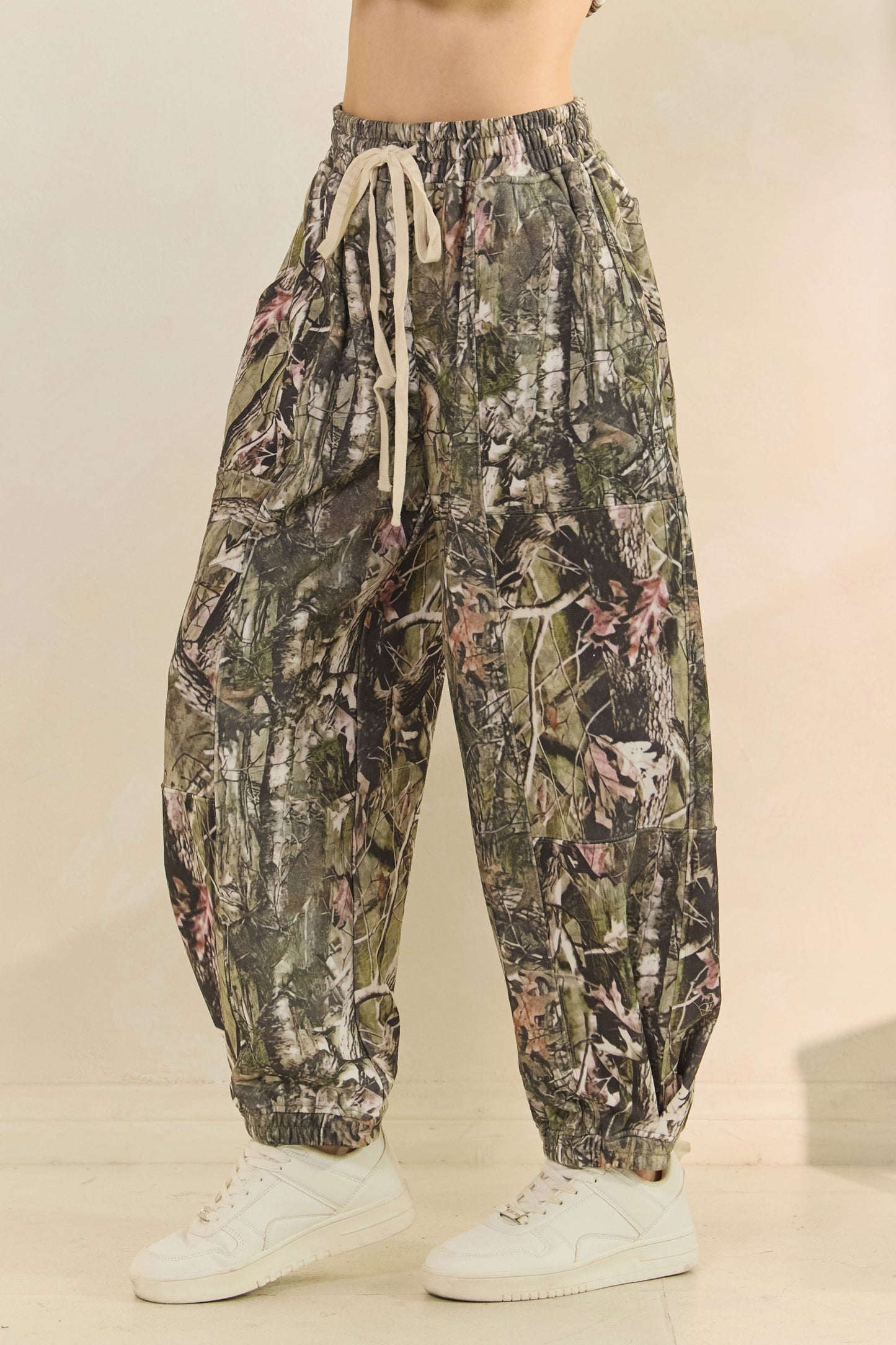 Camo Pattern Barrel Joggers