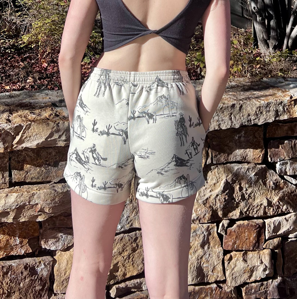 Western Print Shorts