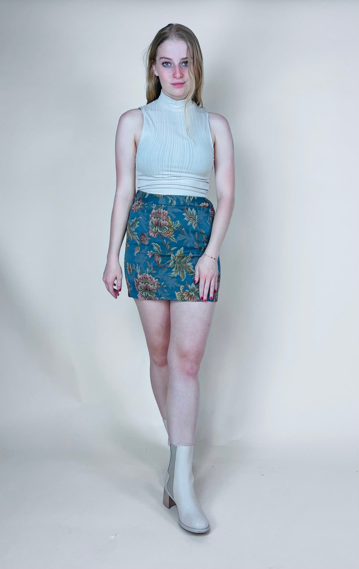 Vintage Print Mini Skirt