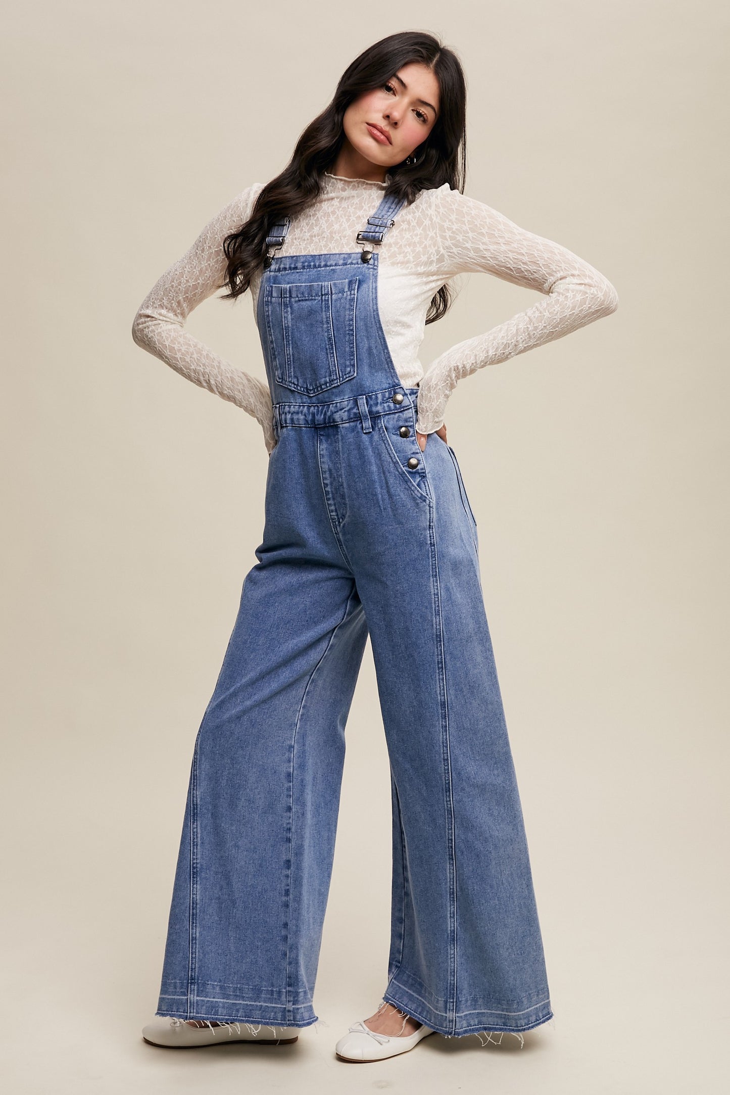 Wide Leg Bib Overalls