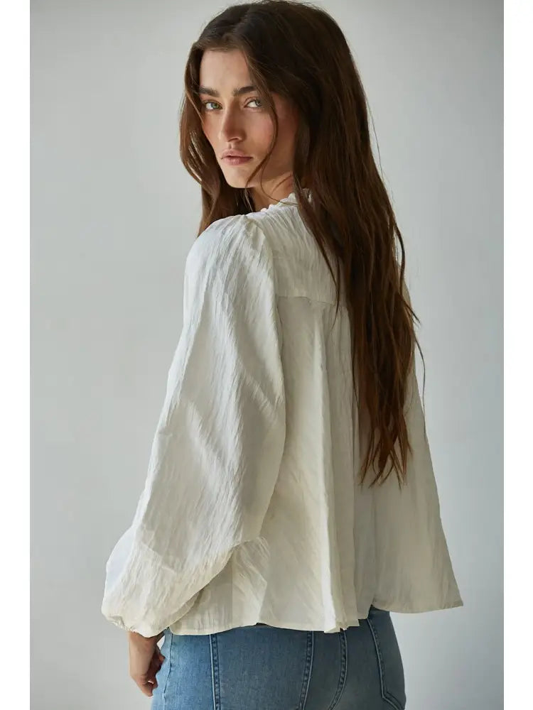 Lace Tie Neck Blouse