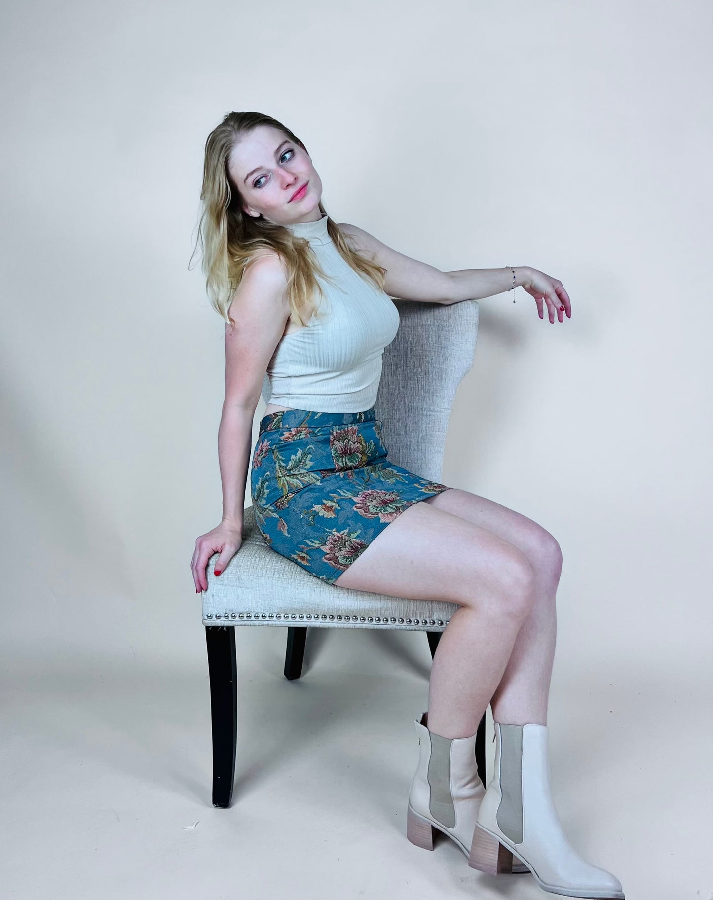 Vintage Print Mini Skirt