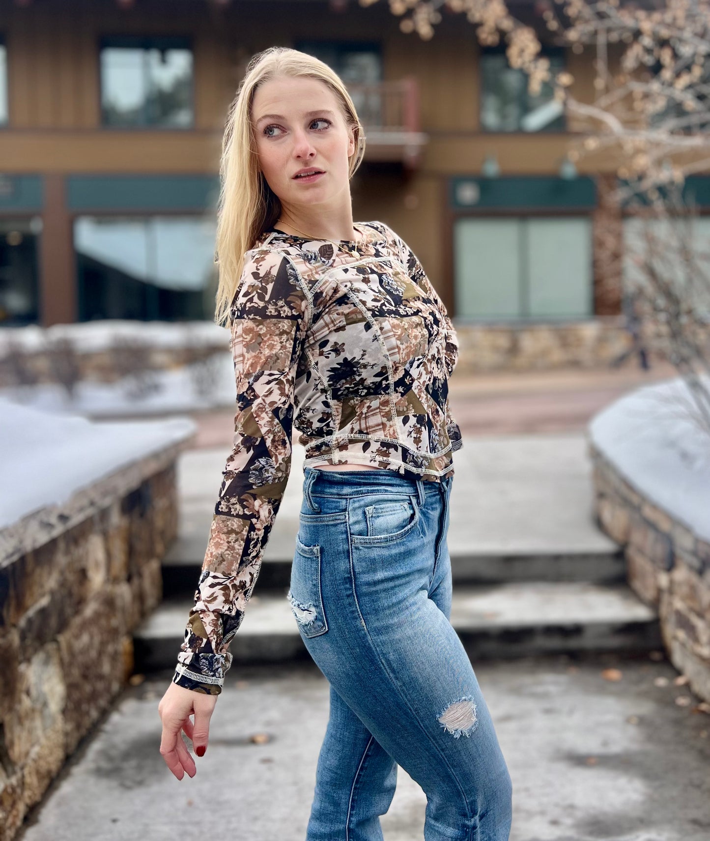 Floral Mesh Top