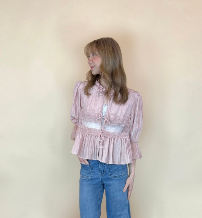 Tie-Front Lacey Top