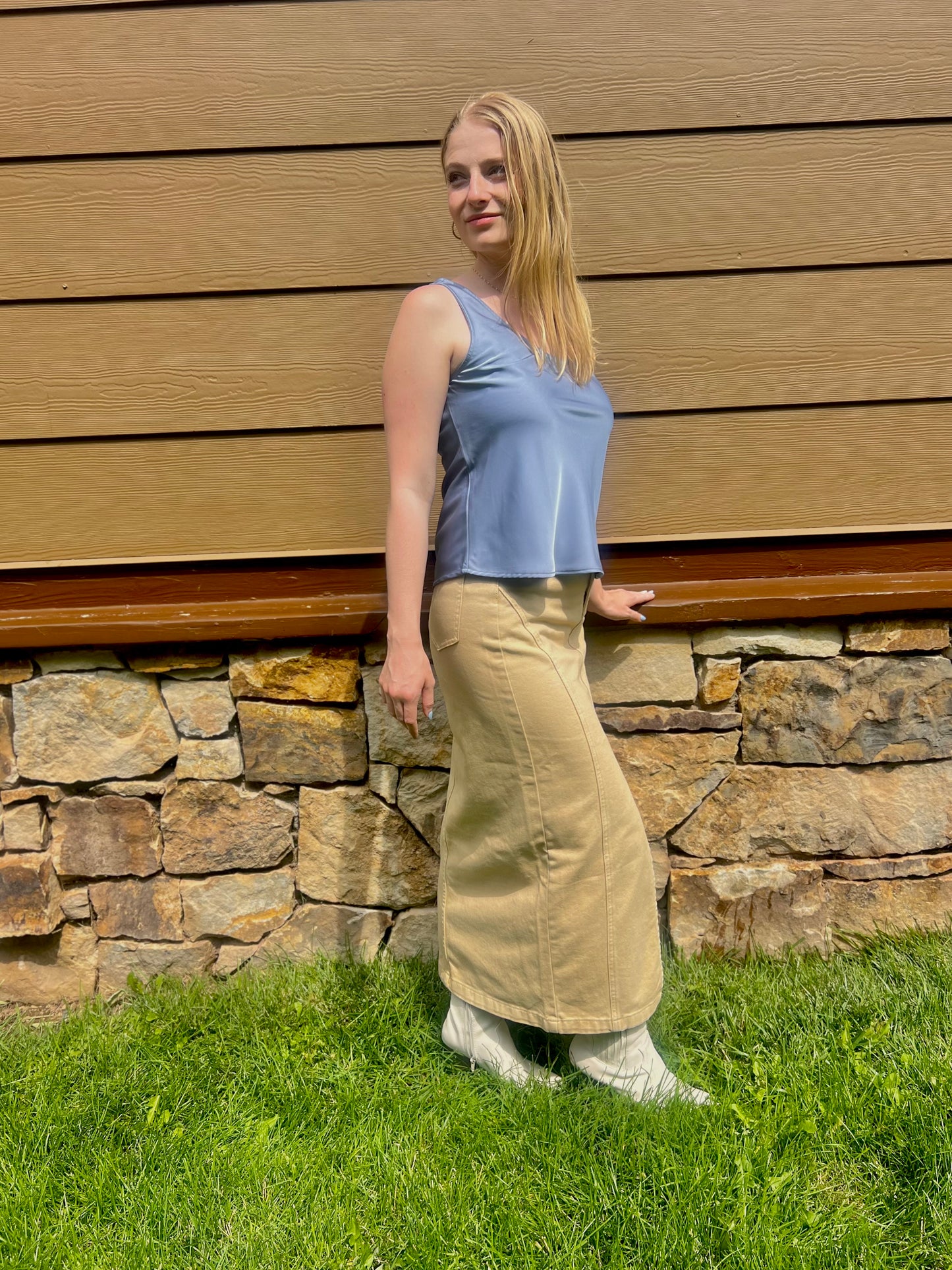 Split Hem Midi Skirt