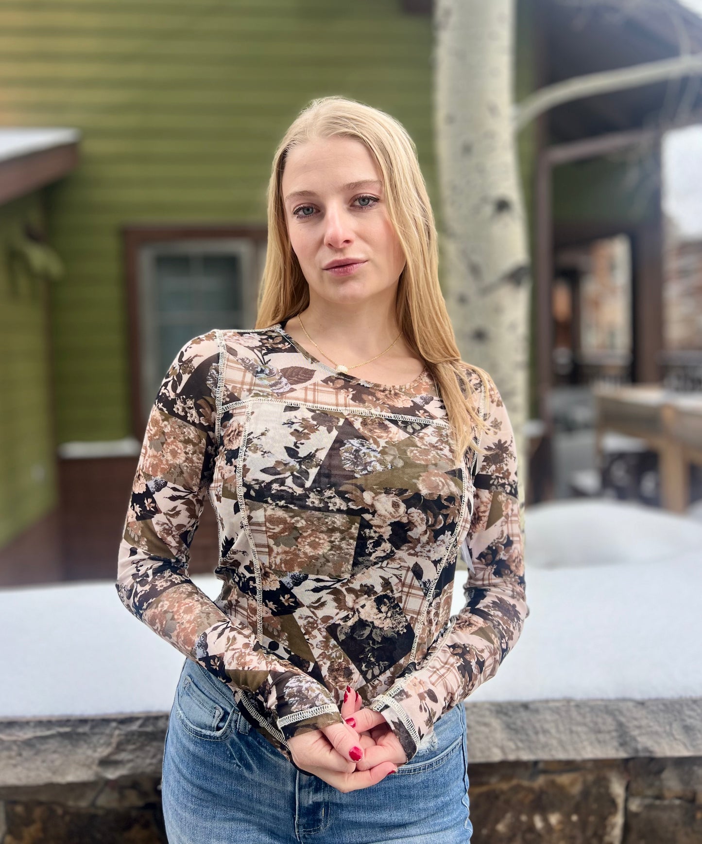 Floral Mesh Top