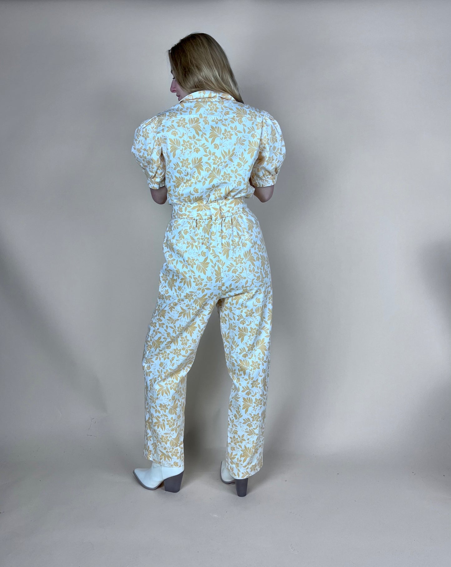 Printed Denim Jumpsuit