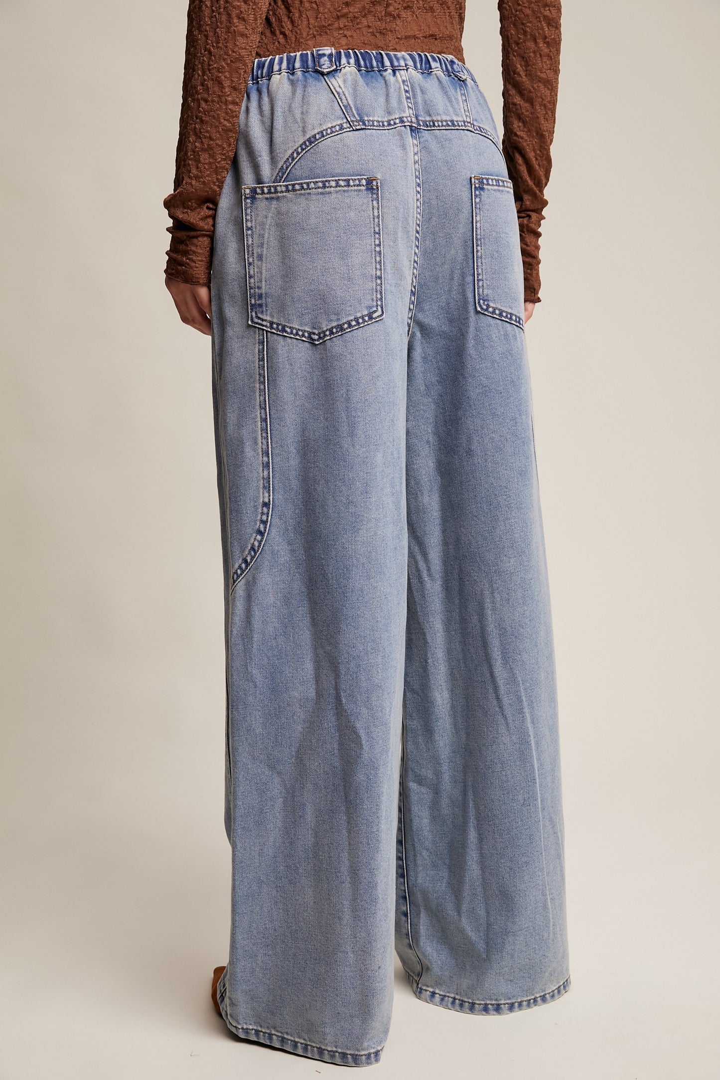 Drawstring Wide Leg Jeans