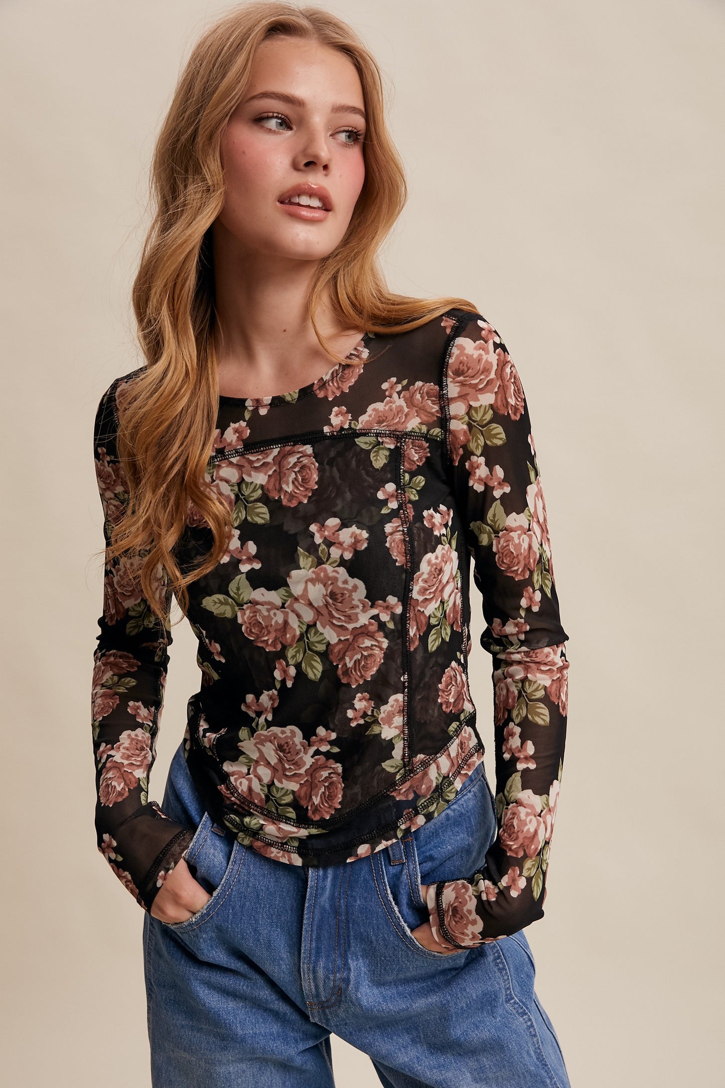 Floral Mesh Top