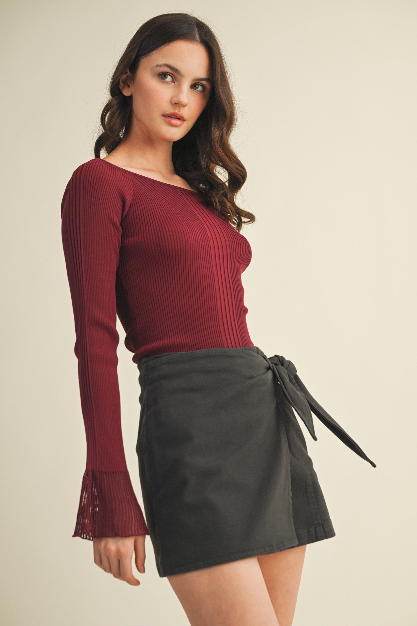 Bell Sleeve Knit Top