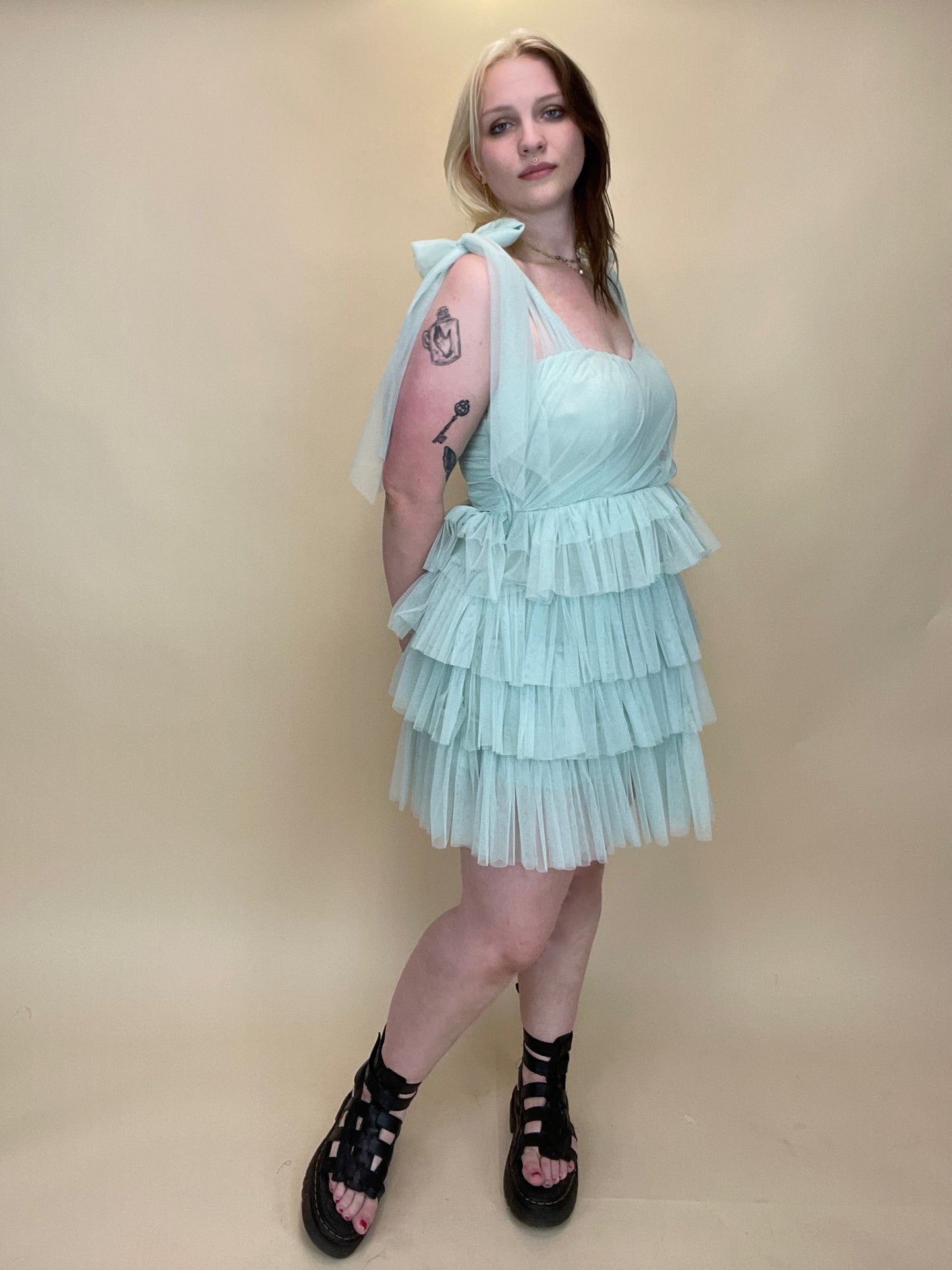 Sage Tulle Mini Dress