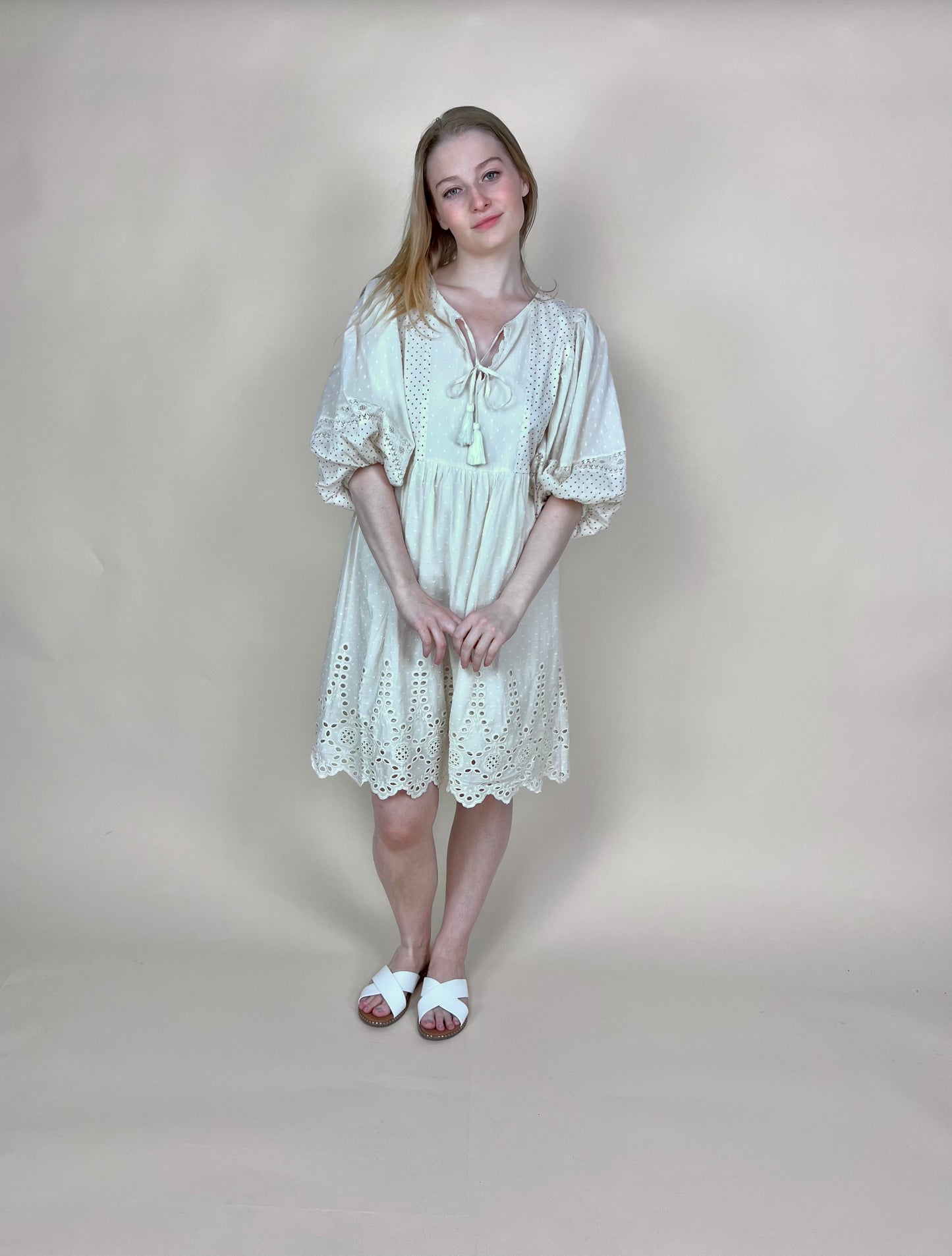Dobby Dotted Dress