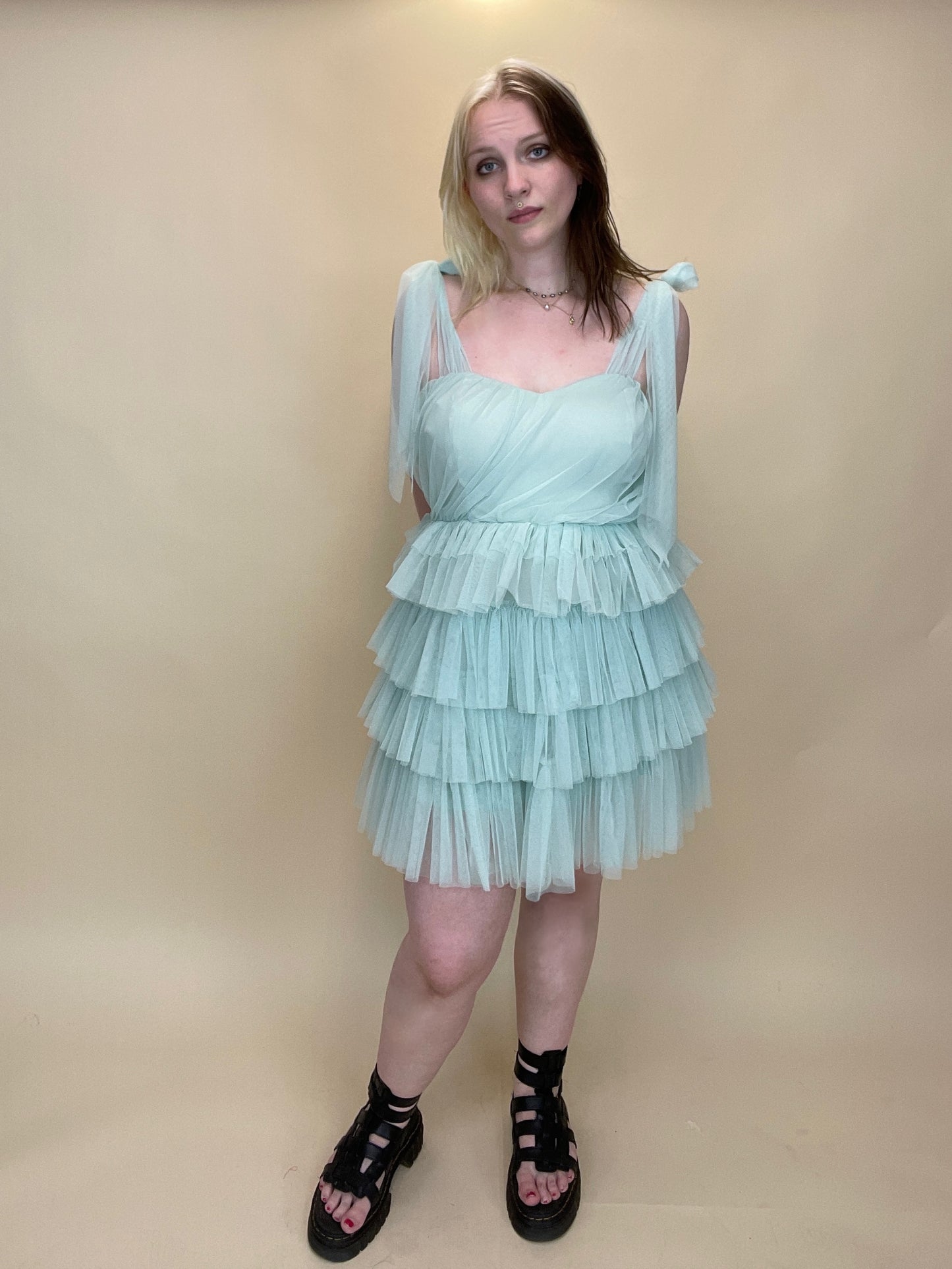 Sage Tulle Mini Dress