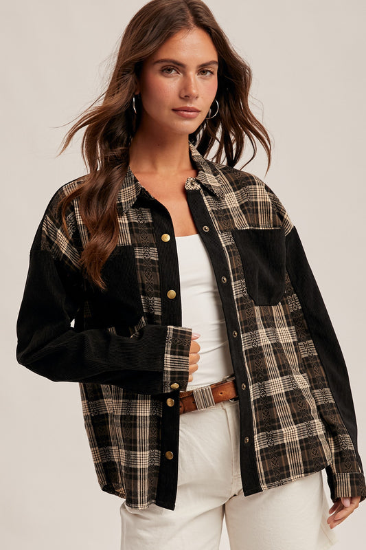 Corduroy Contrast Shacket