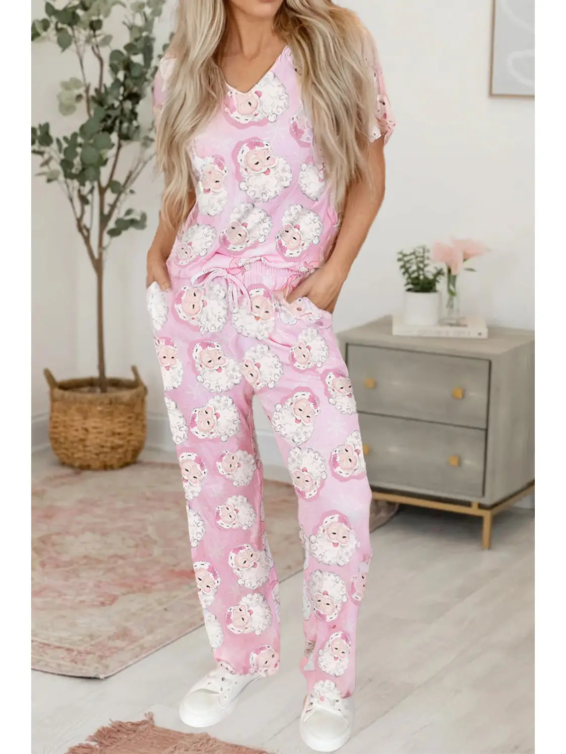 Santa Printed Pajama Set