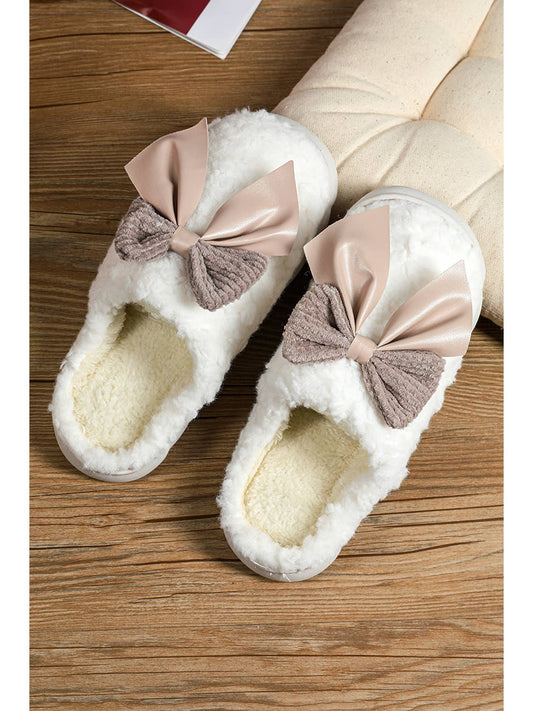 Bowknot Plush Slippers