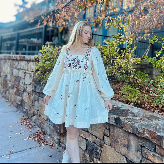 Embroidered Babydoll Dress