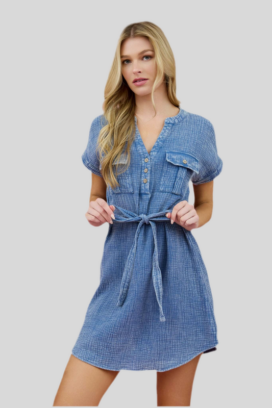 Mineral Washed Mini Dress