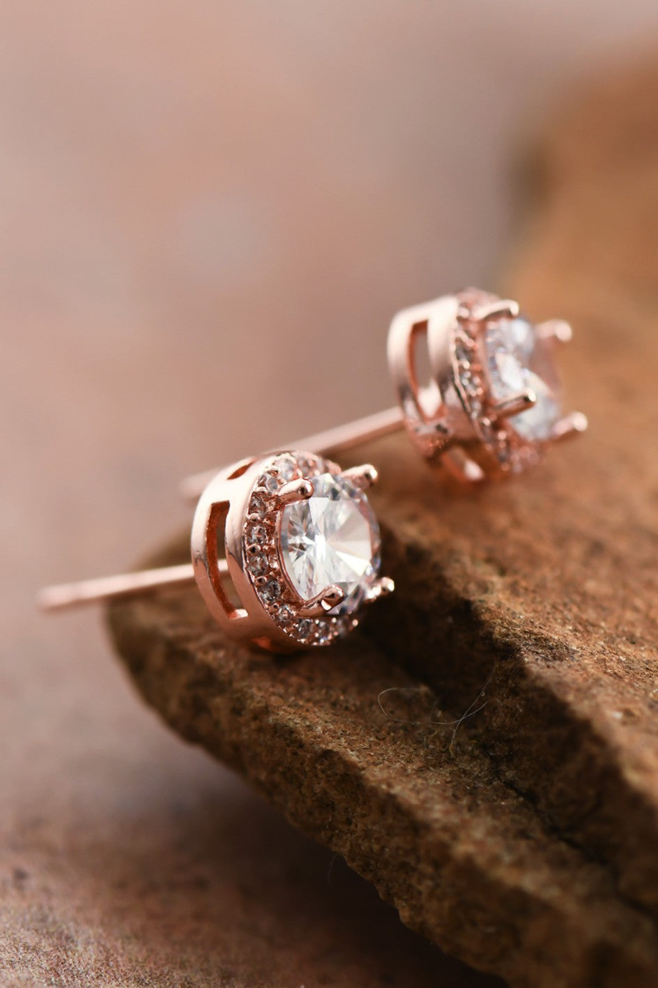 Rose Gold/Crystal Studs