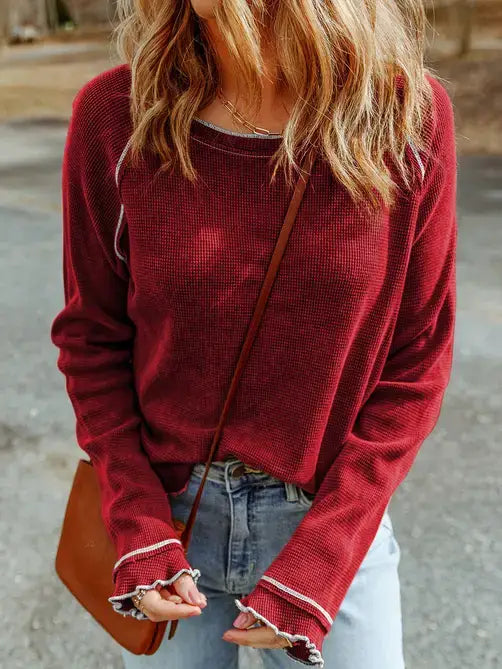 Waffle Knit Pullover