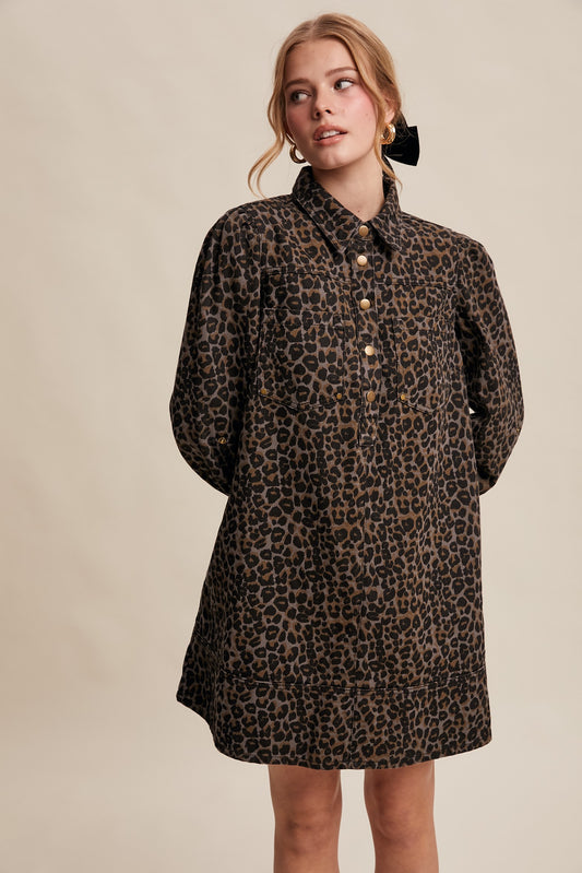 Printed Denim Dress