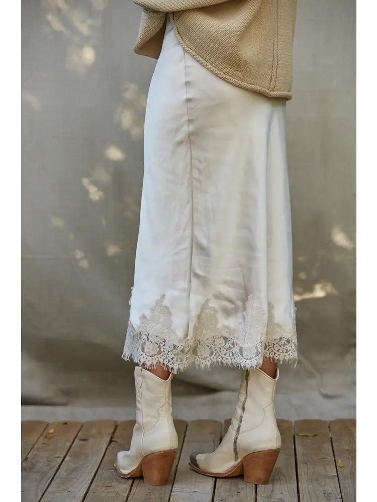 Pearl Satin Midi Skirt