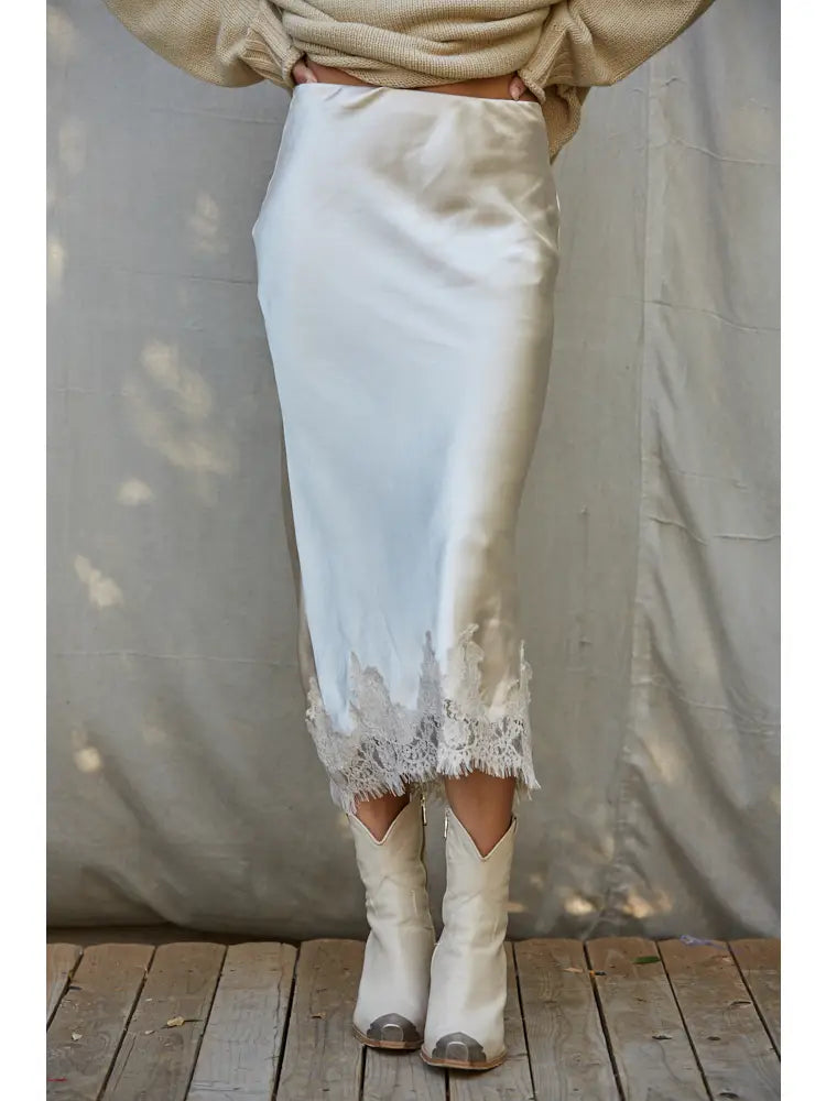 Pearl Satin Midi Skirt