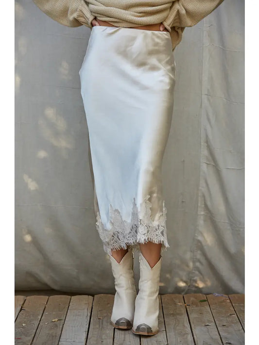 Pearl Satin Midi Skirt