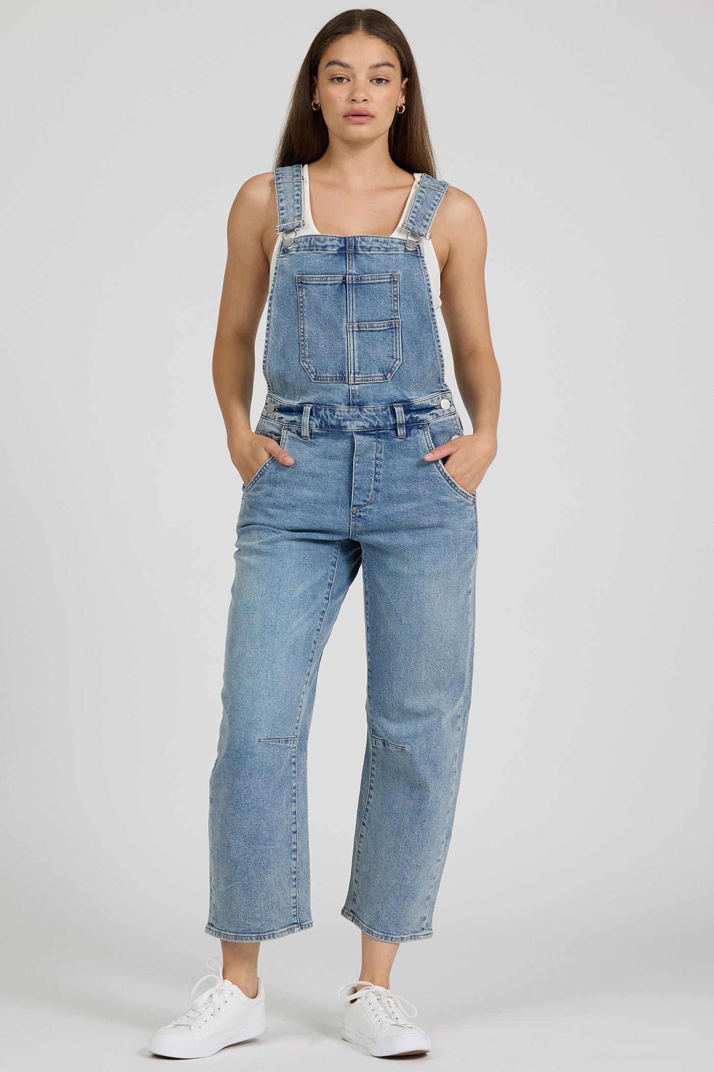 Cropped Denim Overalls