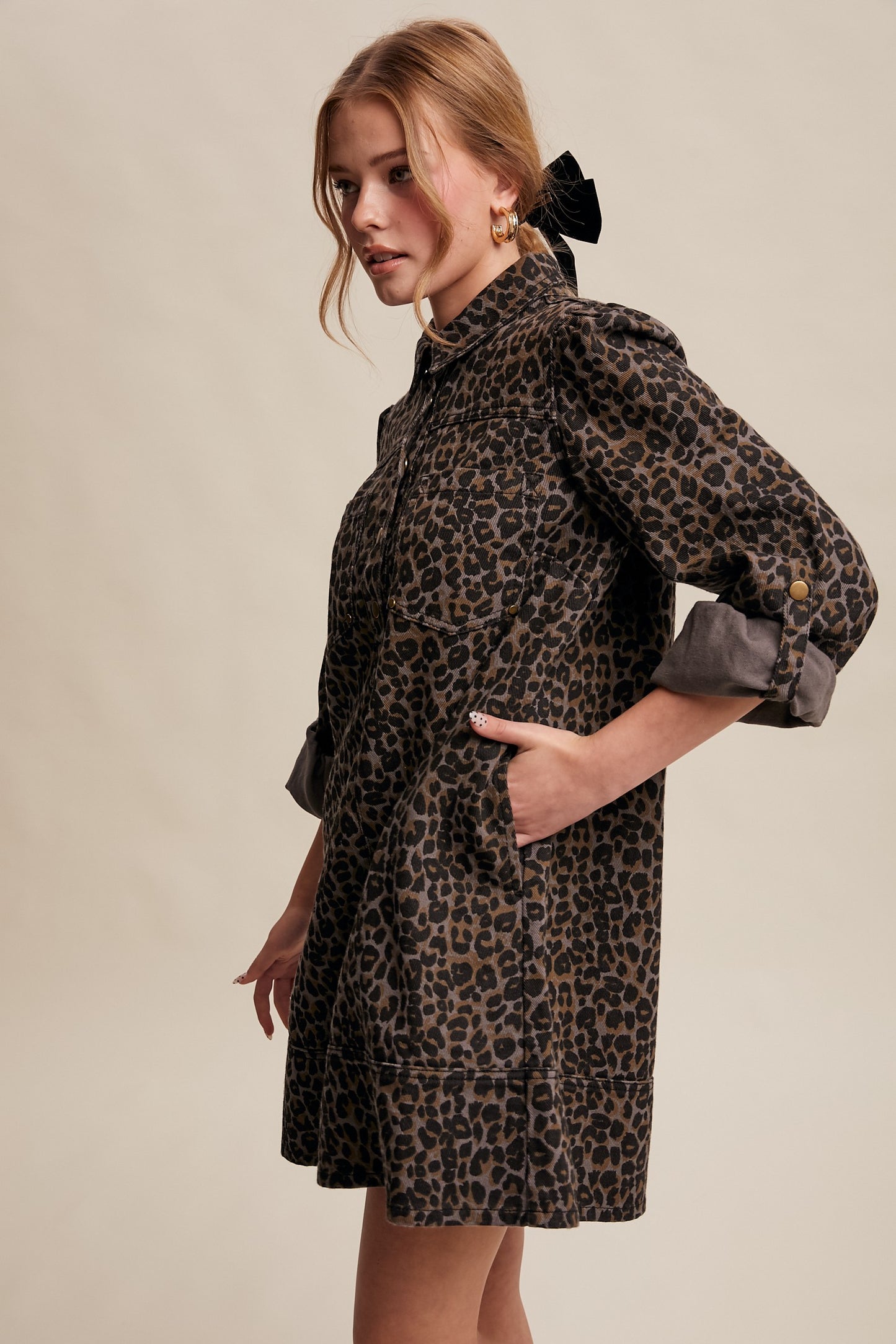 Printed Denim Dress