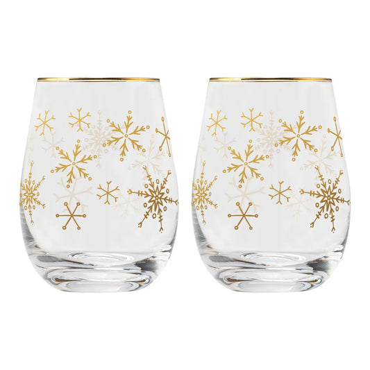 Snowflakes Stemless Wine Goblets