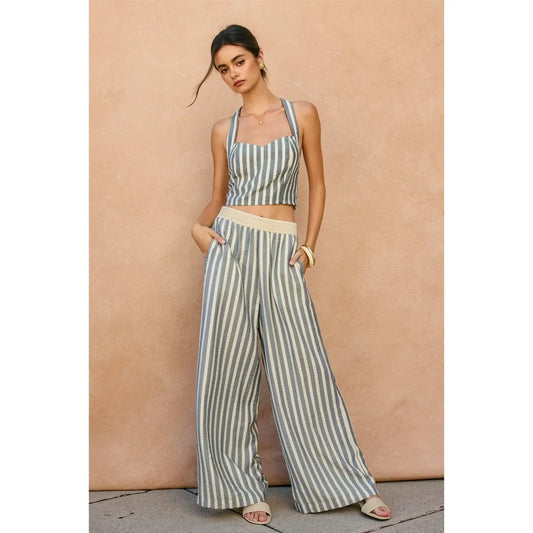 Chambray Wide Leg Pants
