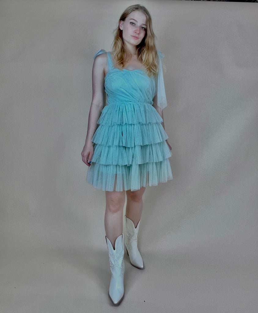 Sage Tulle Mini Dress