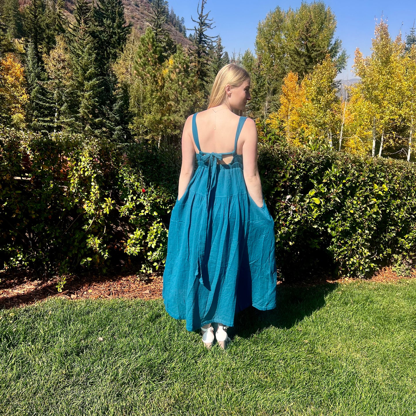 Teal Tie Back Maxi