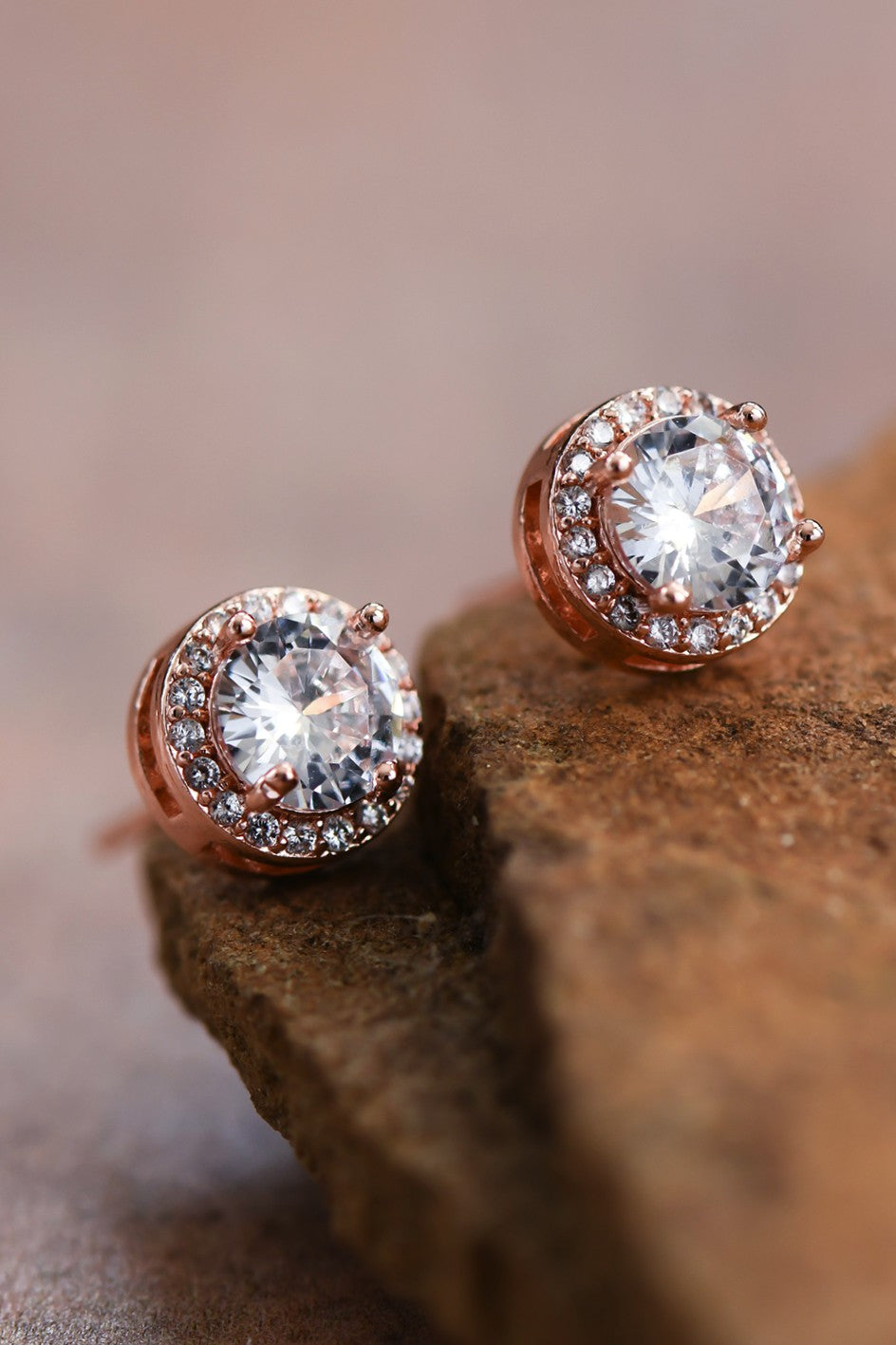 Rose Gold/Crystal Studs