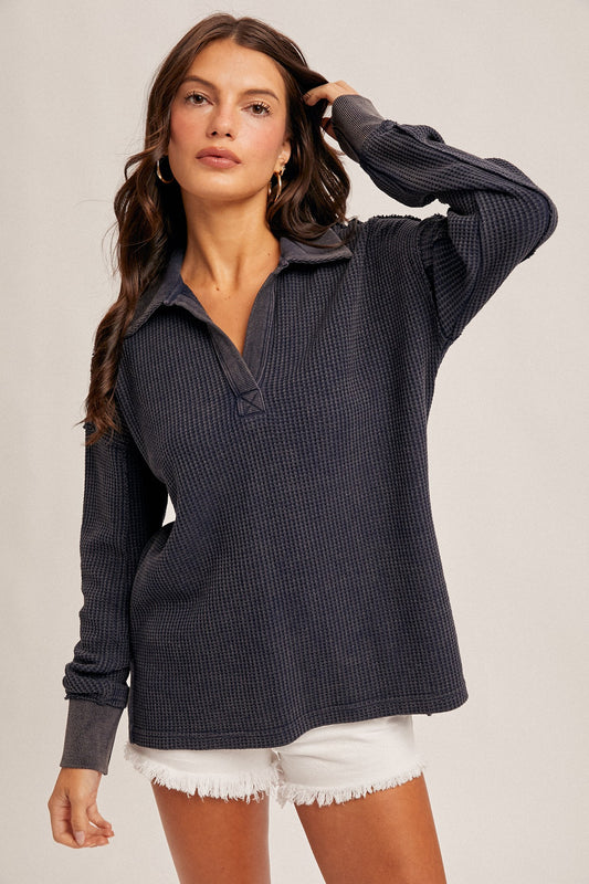 Thermal Waffle Knit Top