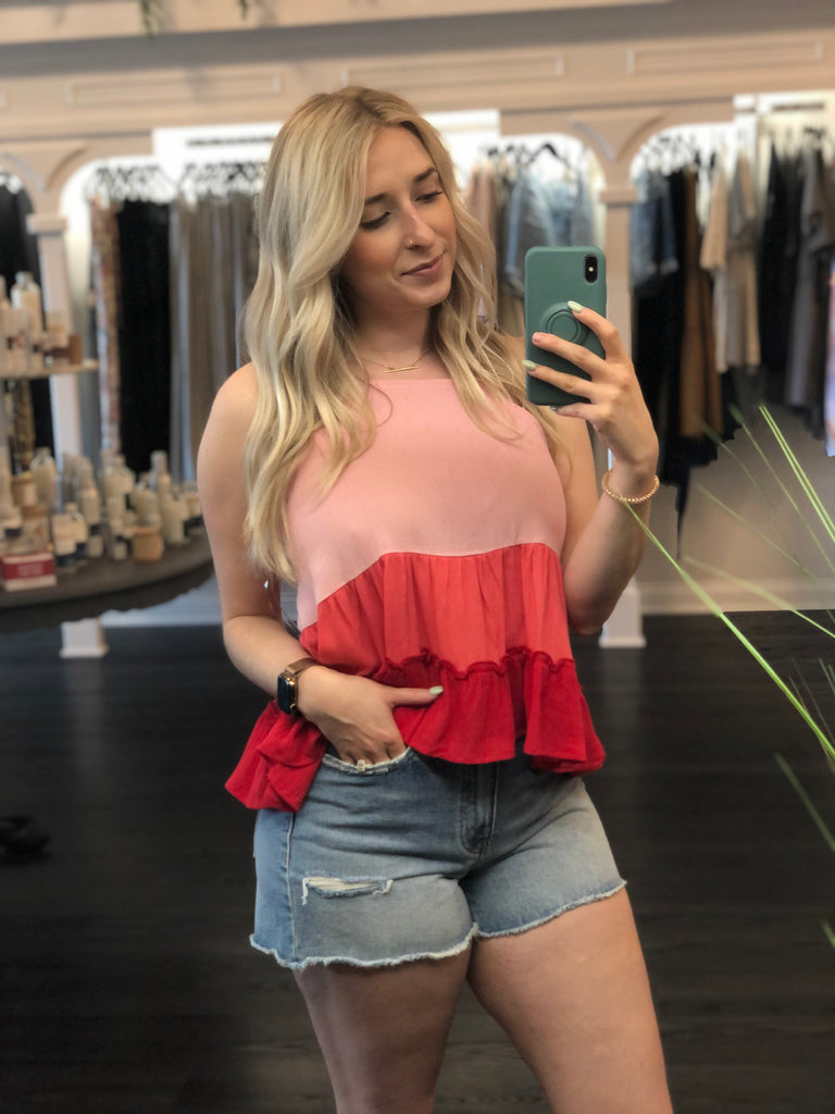 Tiered Coral Tank Top